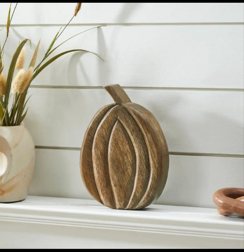 Carved Wood Pumpkin
