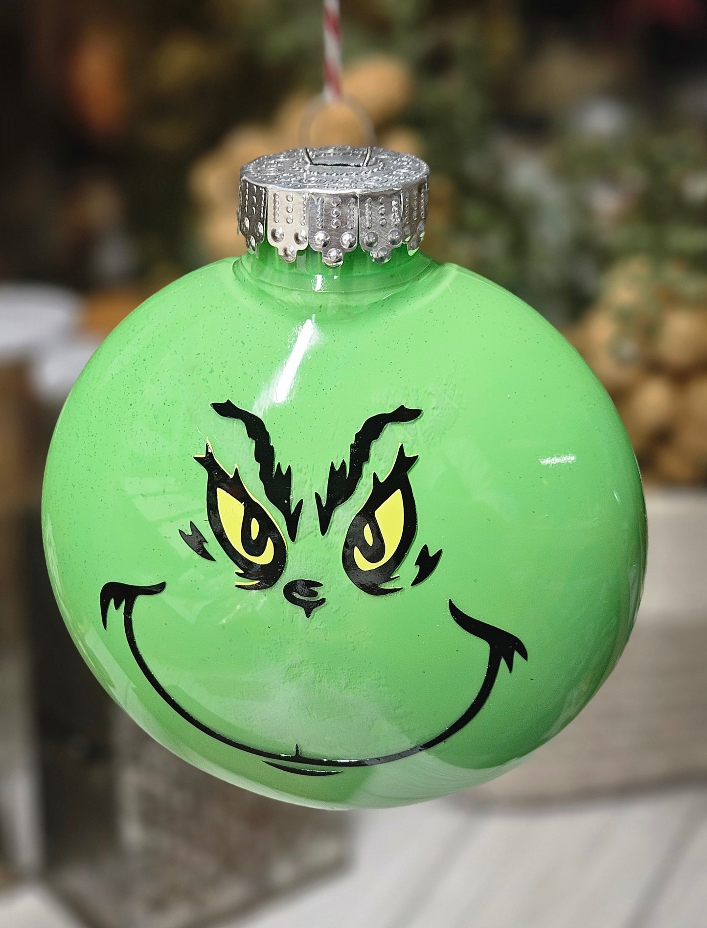 Grinch face ornament