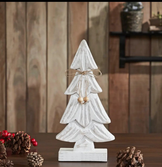 Snowy textured white wooden tree 12.25x 6x 2.5