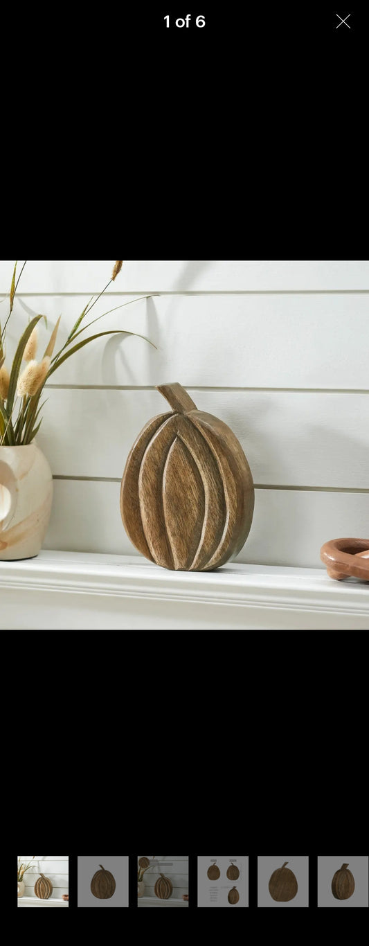 Carved Wood Pumpkin