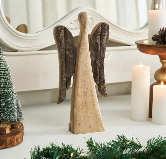 Natural and Dark Wooden Angel large