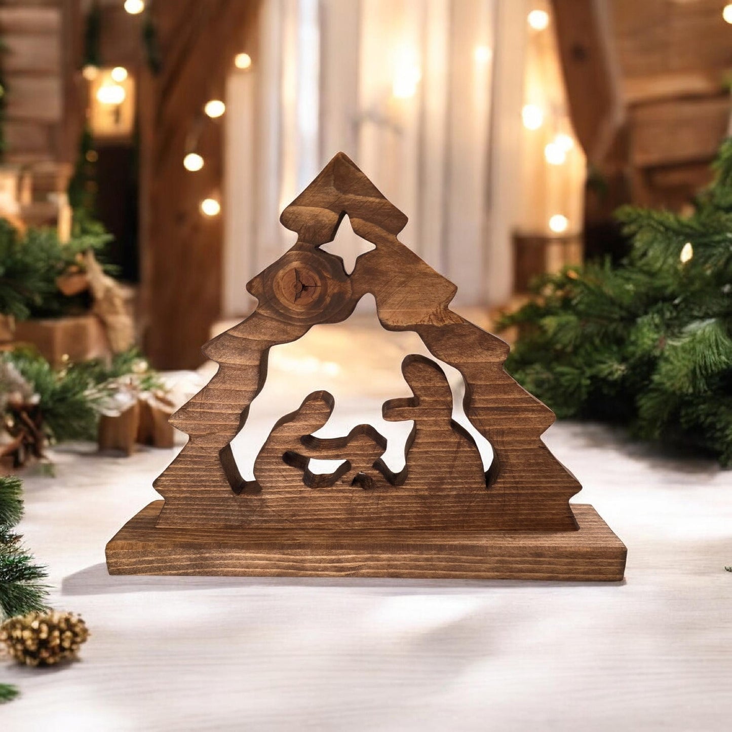 Wood Nativity Scene