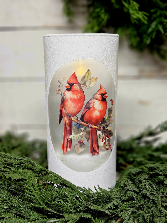Cardinal lighted glass vase