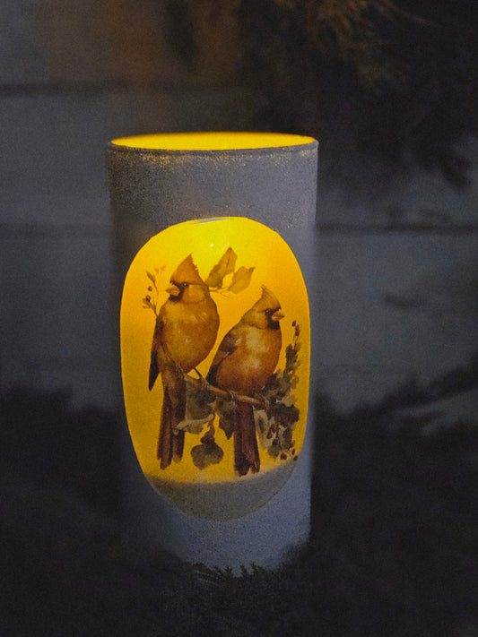 Cardinal lighted glass vase