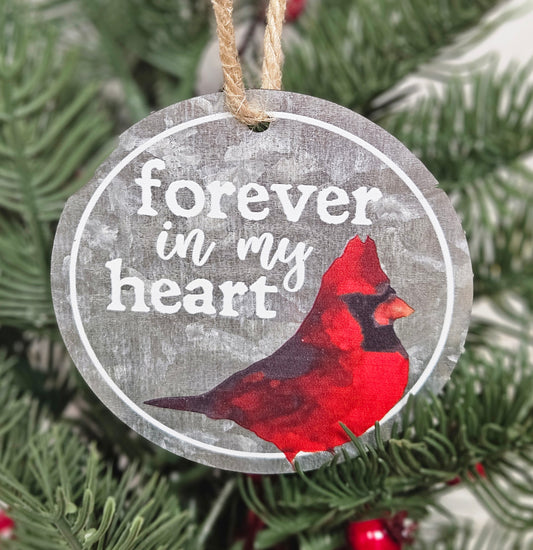Forever in my heart cardinal ornament