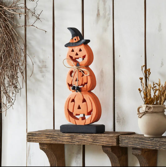 Stacked Wooden Jack O Lantern